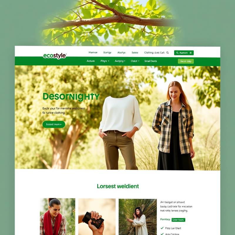 High-resolution image of the EcoStyle website homepage, featuring sustainably made clothing.