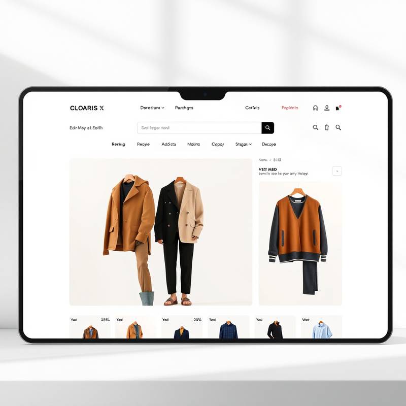 Screenshot of a modern e-commerce website for a clothing brand