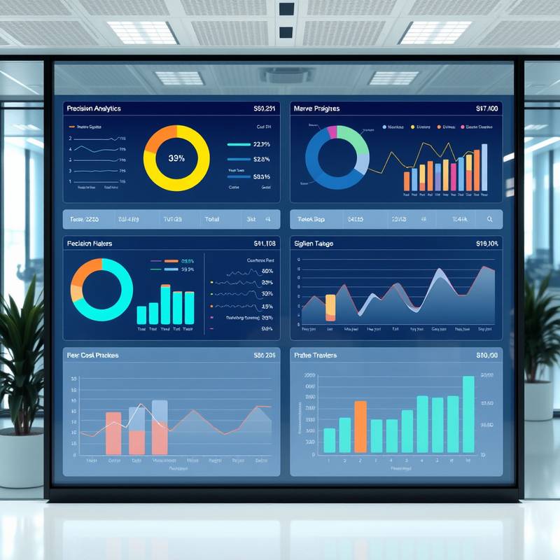 Screenshot of the 'Precision Analytics' dashboard, displaying data visualizations and key performance indicators.