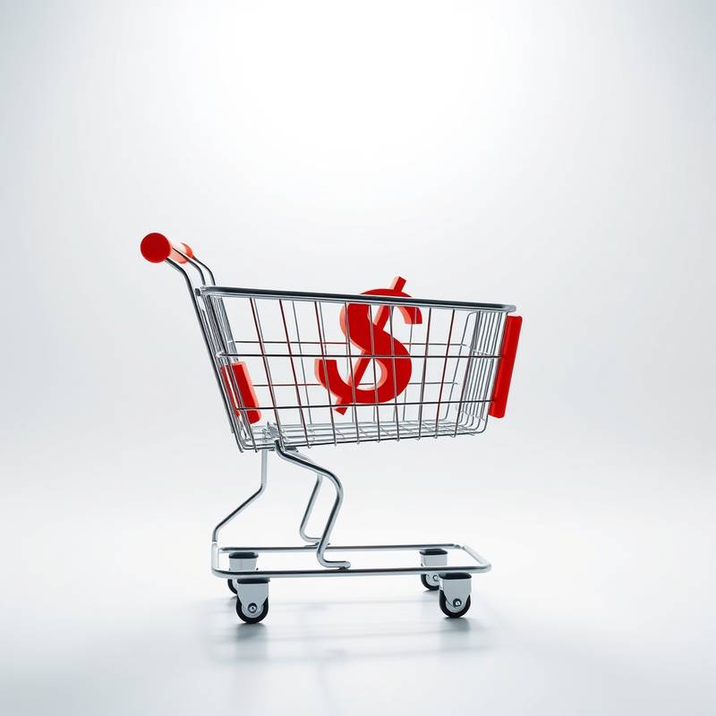 Shopping cart with a dollar sign, indicating e-commerce solutions