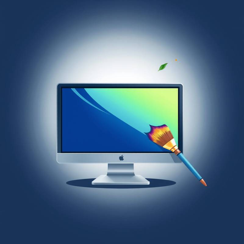 Stylized monitor with a brush, representing web design